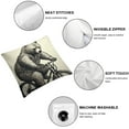 thumbnail image 4 of JEUXUS Bicycle Throw Pillow Cushion Cover, on a Bicycle Sketchy Illustration Monochrome Funny Animal, Decorative Square Accent Pillow Case, Charcoal Grey and White 2pc, 4 of 6