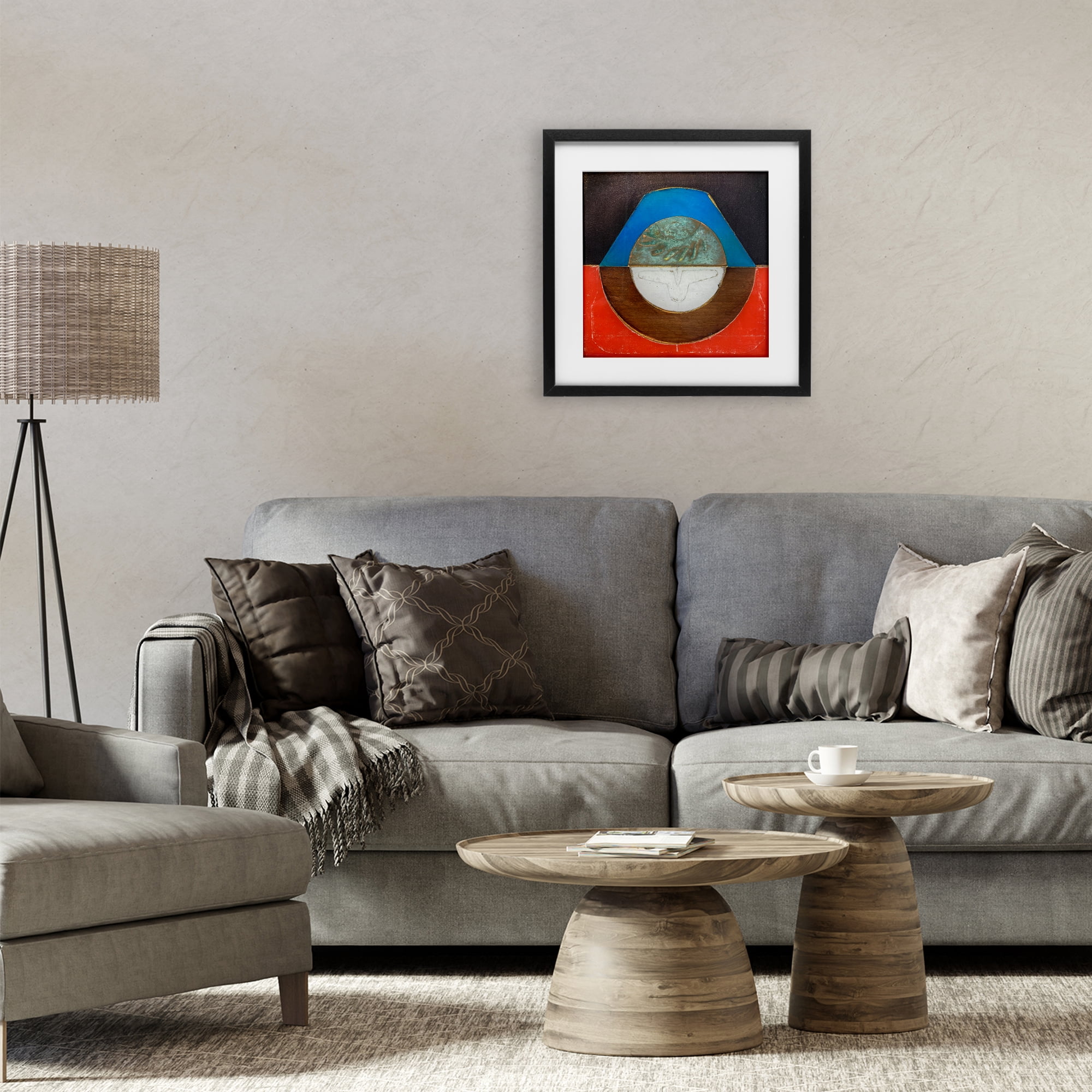 Stupell Industries Round Rustic Symmetry Black Framed Print Under Glass, design by Matthew Finger