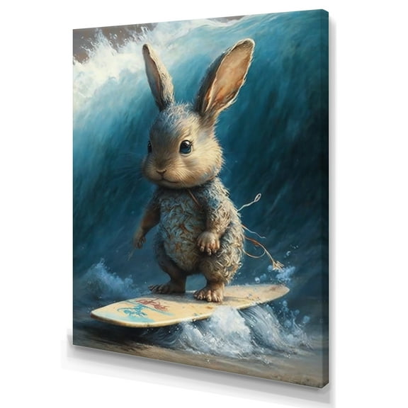 Designart Bunny Surfing I Canvas Wall Art