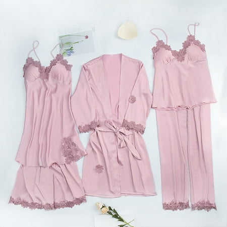 

Leesechin Clearance Women s Sleepwear Set Loungewear Sleepwear Long Pants+Tops Pajamas Five Piece Set Home