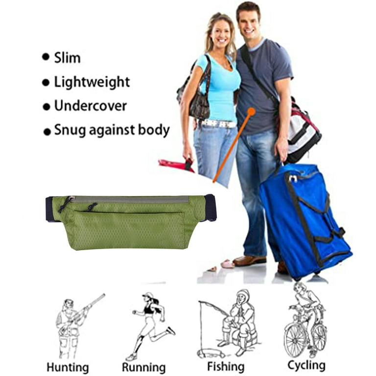 Running waist bag simple ultra-thin double-layer zipper waterproof waist  bag for men and women outdoor sports leisure fitness waist bag-Waterproof
