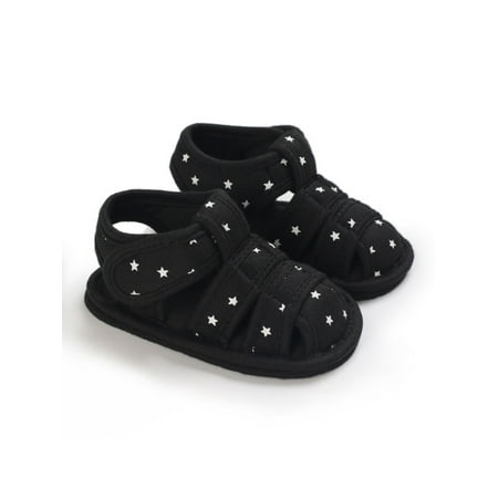 

Ymiytan Infant Flat Sandal Beach Crib Shoes Soft Sole Sandals Wedding Non-Slip Comfort Summer First Walkers Black 6-12 months