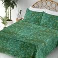 thumbnail image 3 of Ambesonne Grunge Fitted & Flat Sheet with Shams 4 Pcs Set, Retro Scissors Pattern Art, Queen, Forest Green Jade Green, 3 of 5