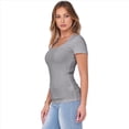 thumbnail image 2 of Camiseta de Canalé Entallada para Mujer, Gris, Talla XL, 2 of 9