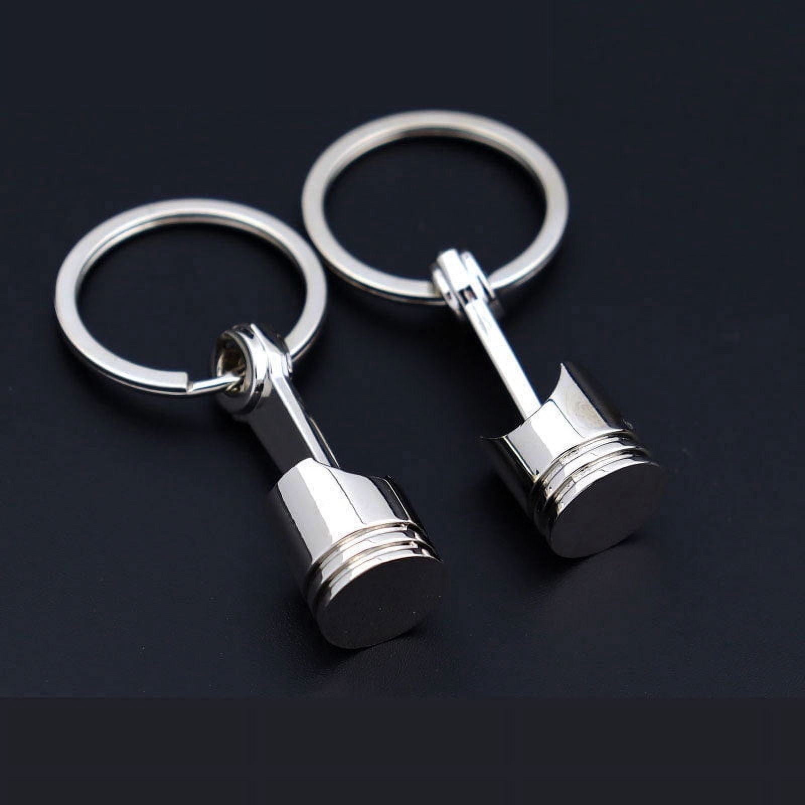 Engine Piston Key Ring Metal Alloy Keychain for Car Enthusiasts Unique Accessory Gift for Men and Women Silver Tone