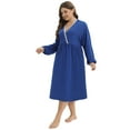 thumbnail image 3 of Plus Size Long Nightdress for Women - Women's Nightgown, Sleepshirts V Neck Comfortable Soft Loose Long Sleeve Sleep Shirt Pajama Sleepwear XL-4XL, 3 of 6