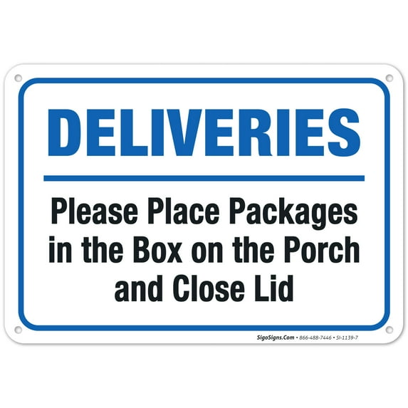 Package Delivery Sign, Please Place Packages in The Box On Porch,