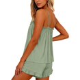 thumbnail image 4 of Endives Womens Cami Pajama Sets Home Wear Low Cut Tank Top and Shorts Set Solid Color 2 Piece Pajamas Sets Camisole Lounge Set Sleepwear, 4 of 5