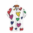 thumbnail image 5 of Men's Short Sleeve Button Down Shirt Valentine's Day Print Collared Casual T-Shirt Purple XXXXXL, 5 of 6