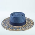 thumbnail image 2 of AJGRHE Classic Panama Sun Hat For Summer Wide Brim Boater Beach Outdoor Travel Blue One Size, 2 of 4