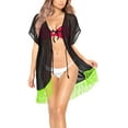 thumbnail image 4 of HAPPY BAY Women's Chiffon Summer Beach Open Front Maternity Beachwear Duster Kimono Cardigan XL-XXL Lime Fringes_AB744, 4 of 4