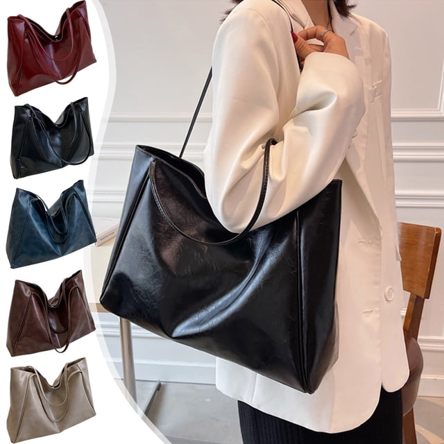 Bolso de mano para mujer Bolso de hombro de cuero suave de gran capacidad Bolso de mano estilo cubo retro Versátil para llevar al hombro o en la mano | Inspiración vintage | 42x29x10cm | Para las