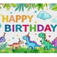 thumbnail image 6 of Colorful Dinosaur Themed Happy Birthday Banner with Tropical Leaves and Balloons Background Party Decoration Backdrop for Birthday Parties Photography Props Kids Celebrations, 6 of 7