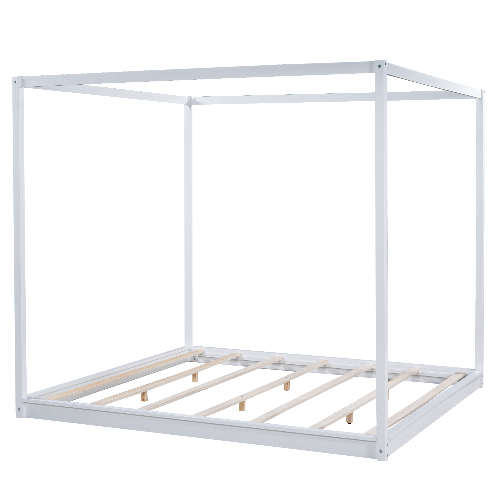 Euroco Wood King Size Canopy Bed, White