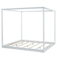 thumbnail image 6 of Euroco Pine Wood King Canopy Bed, Low Profile Platform Bed with Support Legs, No Box Spring Needed, White, 6 of 9