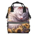 thumbnail image 1 of Fotbe Warm Sunflower Sleeping Cat Mochila Maternidad - Lona de Sarga Impermeable, Mochila de Pañales de Gran Capacidad con Múltiples Bolsillos y Correas Ajustables, 1 of 6