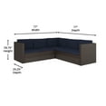 thumbnail image 5 of Flash Furniture Indoor/Outdoor L-Shaped Sectional with Coffee Table in Brown Wicker PE Rattan with Navy Cushions, 5 of 11