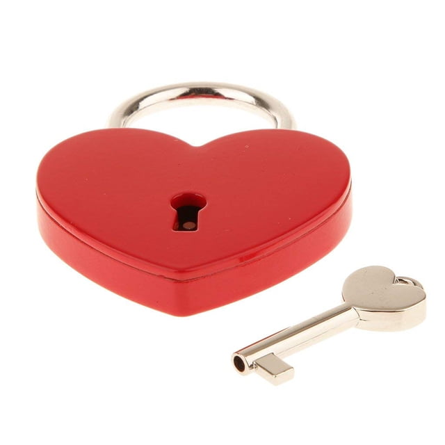 Riwesomey Candados en forma de corazón Vintage estilo antiguo Mini candados con cerradura de llave para viaje boda joyero diario libro maleta Herramientas y ferretería rojo Riwesomey JJ18421-03