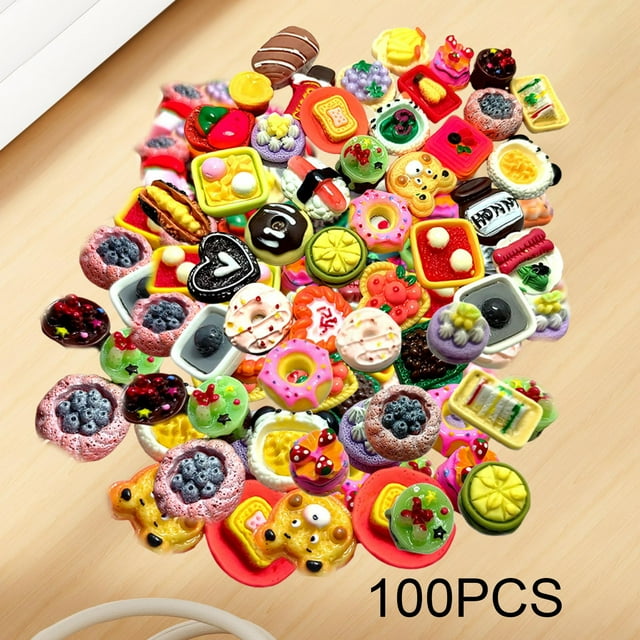Toy de alimentos en miniatura de 100 piezas mini juego de resina Juguete de juguete Juego de cocina Accesorio de juegos de cocina Juega Juguete de