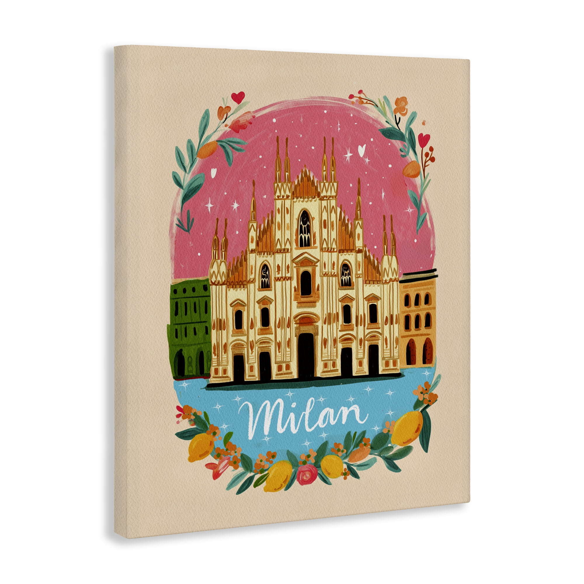Floral Bordered Milan Canvas Wall Art, design by Yen