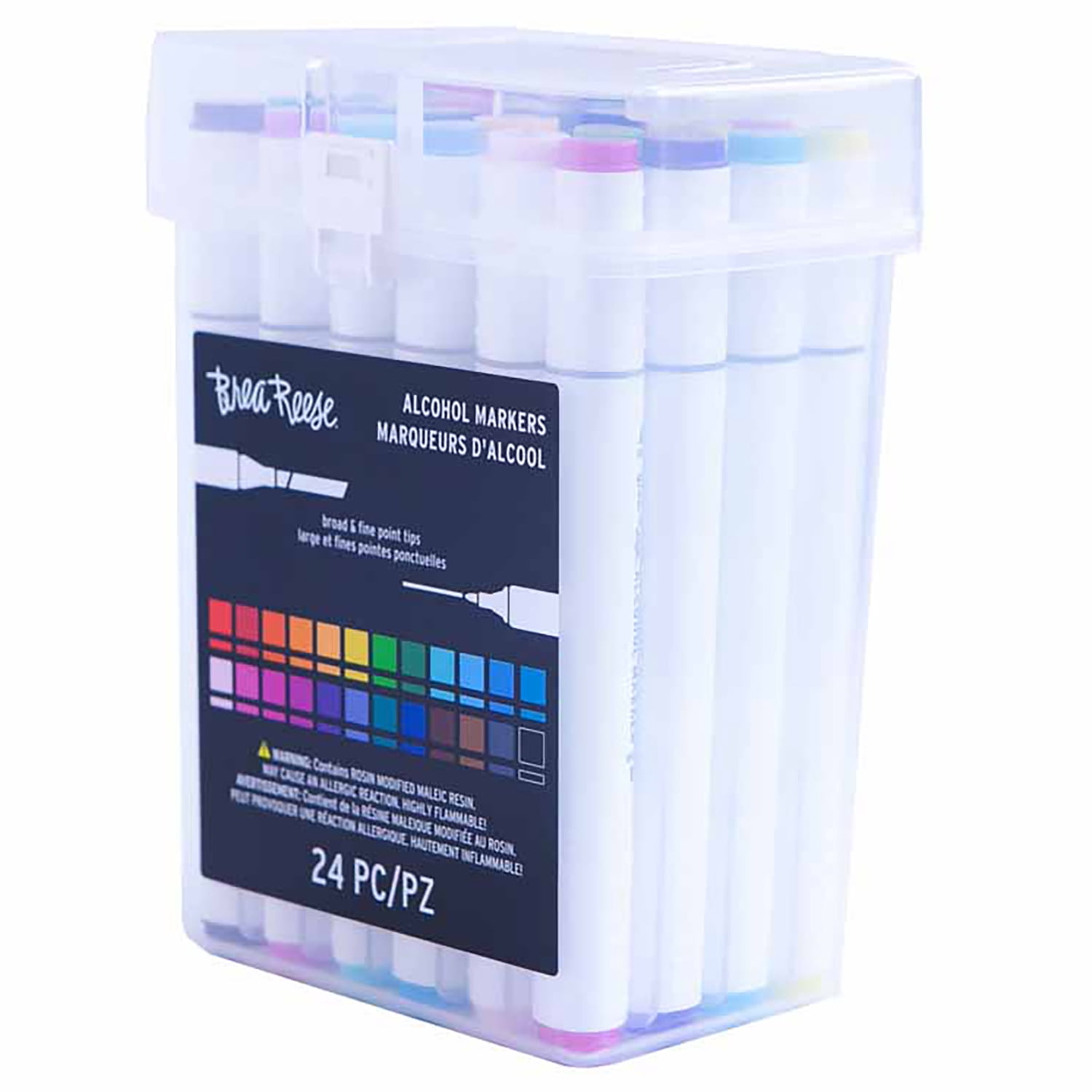 Brea Reese: Alcohol Markers - 24pc Color Set - Broad & Fine Point Dual-Tip Design, Highly Pigmented, Permanent & Durable Ink, Adult Art Supplies