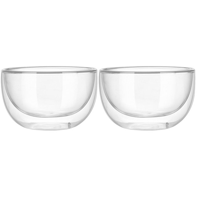 Juego de 2 cuencos de vidrio doble Cabilock de 11 cm de alto, borosilicato