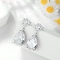 thumbnail image 4 of Juwaliy 10Ct Women Dangling Teardrop Earrings 925 Sterling Silver April Birthstone Diamond Earring Wedding Bridal Jewelry Mother's Day Gift, 4 of 10