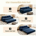 thumbnail image 4 of Bellemave 66" Queen Pull Out Sofa Bed, Convertible Velvet Sleeper Sofa Bed, 3-in-1 Pull-Out Futon Loveseat with Side Pocket for Living Room, Office, Apartment, Hide Bed Fold Out Sofa&Couch (Blue), 4 of 8