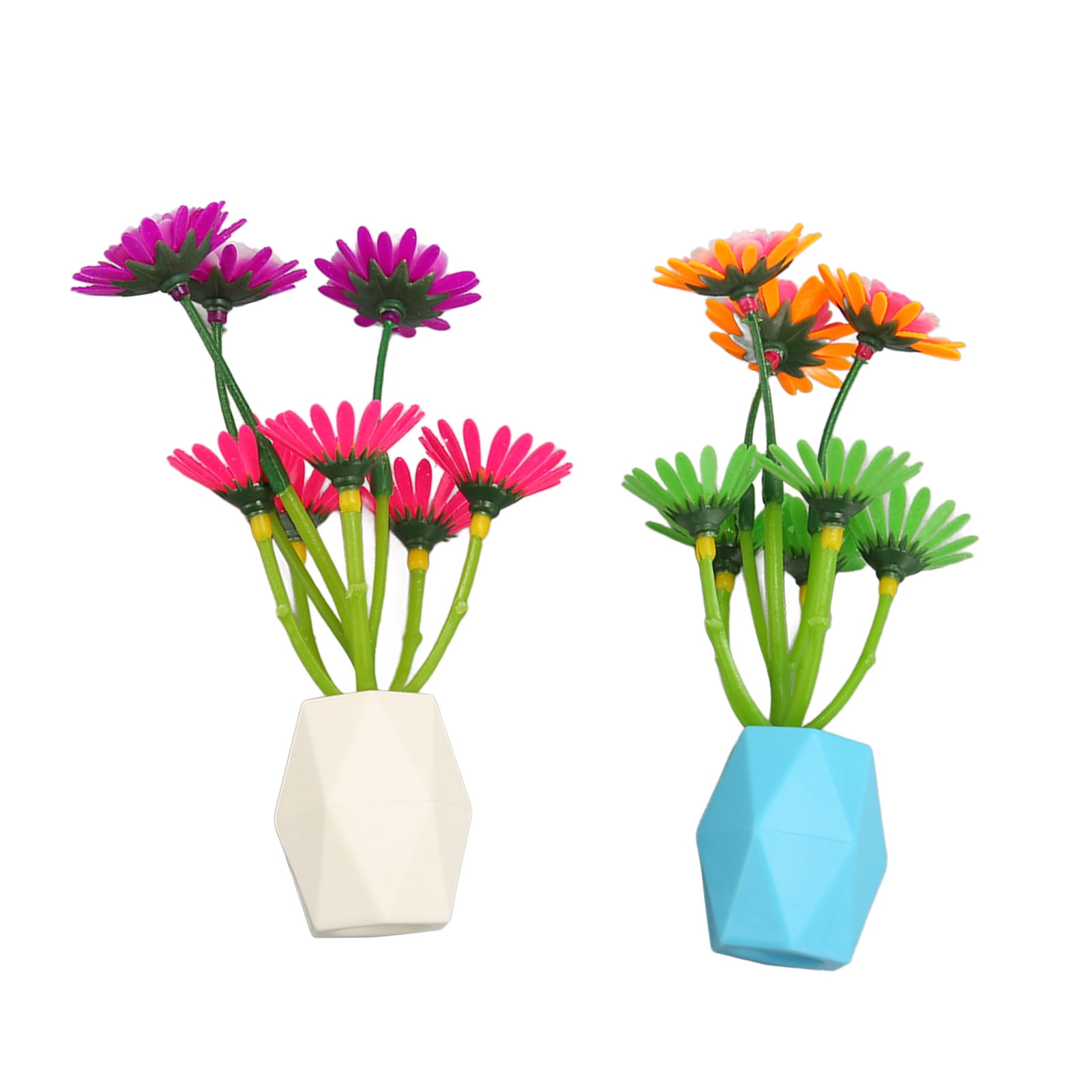 YAHHU Fish Tank Flower Decoration Simulation Luminous Aquarium Artificial Plants Decoration for Fish Tank Accessories, 2 Pieces, Multicolor
