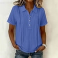 thumbnail image 2 of GUACER Women's Embroidered Polo Shirt, Short Sleeve Linen-Blend Collared Top Pintuck Casual Golf & Work Blouse, 2 of 8