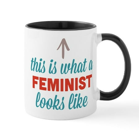 

CafePress - Feminist Looks Like Mug - 11 oz Ceramic Mug - Novelty Coffee Tea Cup