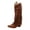 Brown, variant on Western Cowboy Boots for Women Boho Tassel Fashion Leather Square Toe Wide Mid Calf Cowgirl Booties Knee High Tall Knight Riding Boots