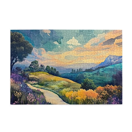 1000 PCS Funny Mountain Path Puzzles For Adults 1000 Pieces Ideal For Relaxation And Family Fun Funny Artwork For Adults Classic Scenery Wooden Jigsaw Puzzles Creative Activity Hobbies For Adults