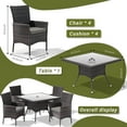 thumbnail image 5 of ALAULM 5-Piece Outdoor Rattan Dining Set with Square Glass Table with Cushions for Patio, Gray, 5 of 8