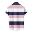 thumbnail image 6 of ZCFZJW Mens Casual Striped Shirts Button Down Short Sleeve Summer Hawaiian Shirt Loose Regular Fit Hippie Beach Vacation Tops with Pockets Pink XL, 6 of 6