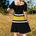thumbnail image 5 of Black White & Yellow Power Stripe Sleeveless Clothing long dress wom summer wom's eving dresses02, 5 of 7
