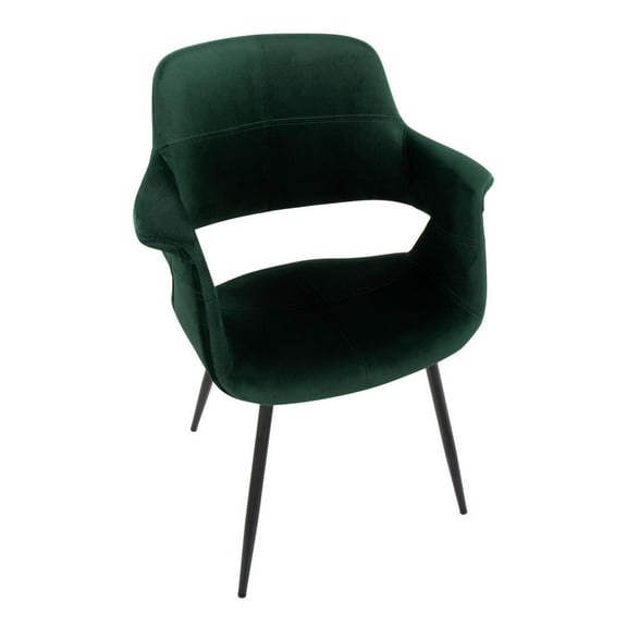 LumiSource Black Metal, Green Velvet Vintage Flair Chair - Set of 2