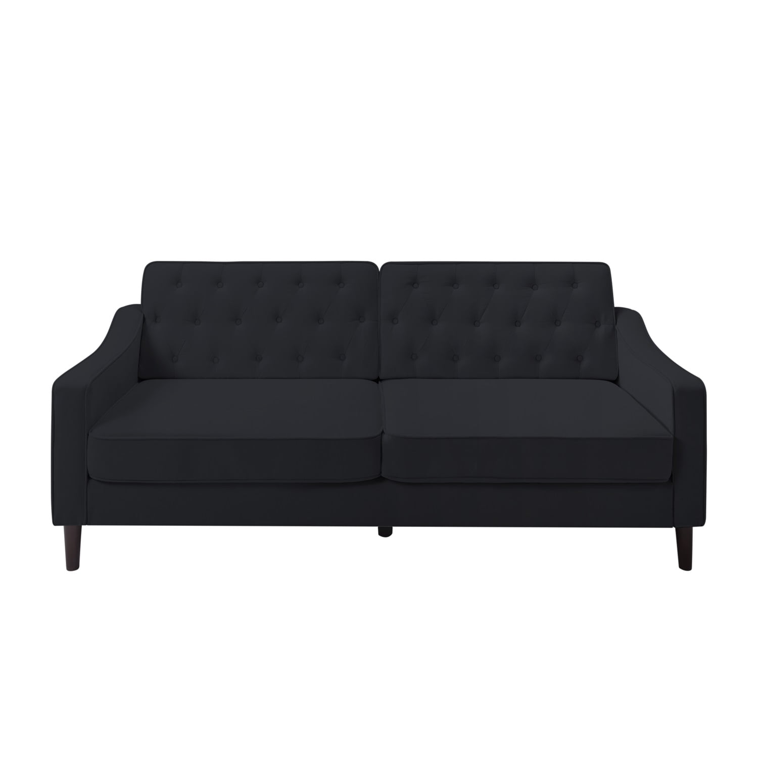 Resenkos 77" Upholstered Sofa Couch with Wood Leg, Square Arms and Tufted Back for Living Room, Bedroom, Apartment, Black Resenkos 77" Upholstered Sofa Couch with Wood Leg, Square Arms and Tufted Back for Living Room, Bedroom, Apartment, Black