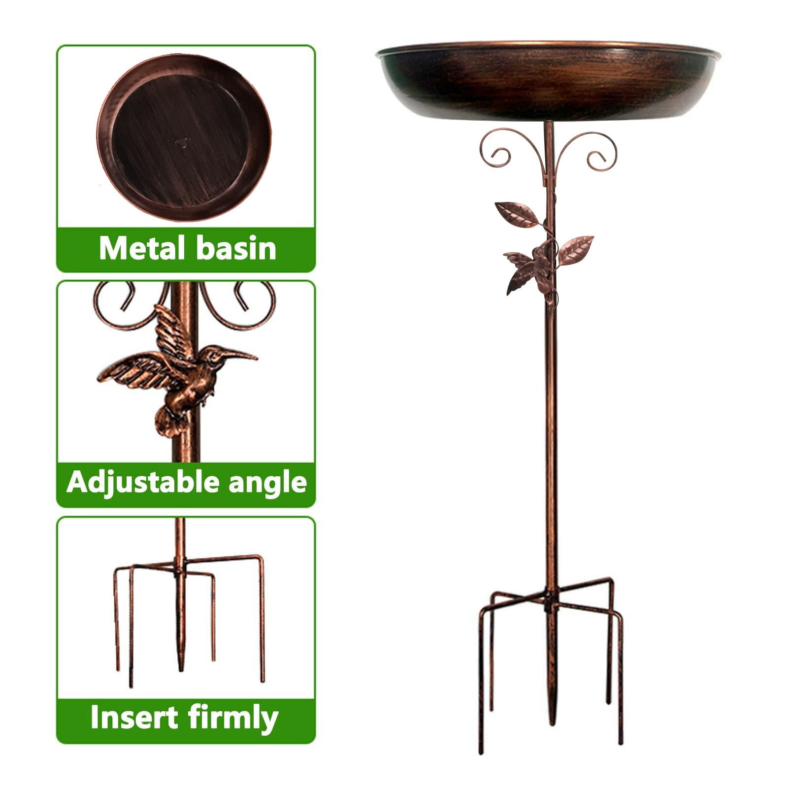 Bird Bath, Standing Diameter, Rustproof Bath for Outdoor Garden, Sturdy Construction