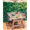 thumbnail image 3 of Outdoor Tablecloth with Umbrella Hole for Patio/Picnic/Party/Camping, Vintage Spring Floral Waterproof Table Cloth Rectangle Table Cover Washable, Abstract Art Pastoral Flowers Rustic 60"x 120", 3 of 7
