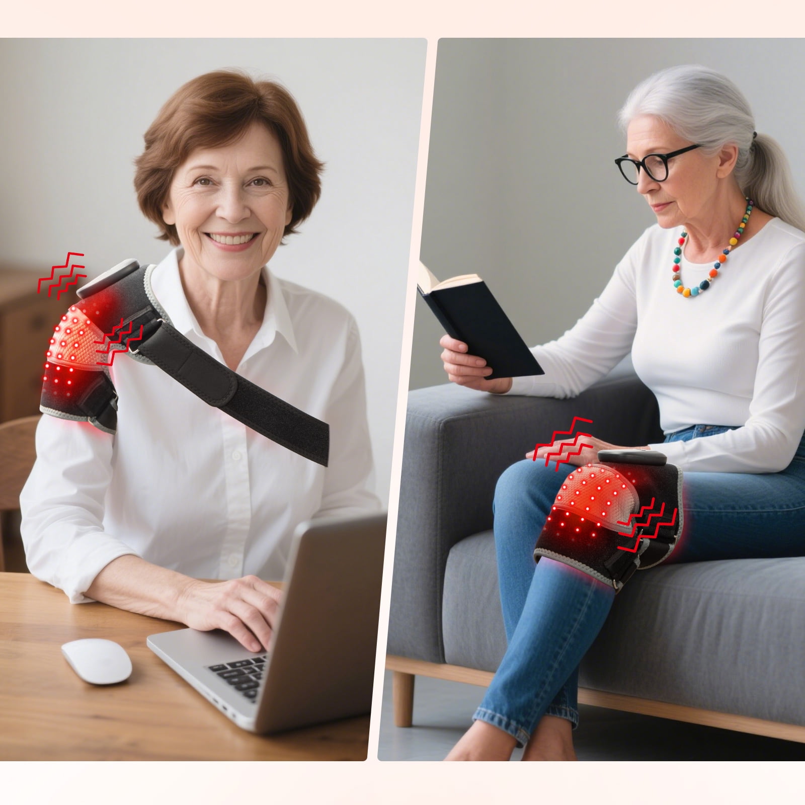 HONGJING Knee Massager with Heat, 2-in-1 Heating Pad with Massager for Knee Shoulder