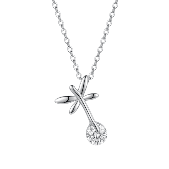 Minimalist Dragonfly Crystal Pendant Necklace | Silver-Plated Delicate Insect Design Necklace for Women | Trendy Fashion Jewelry