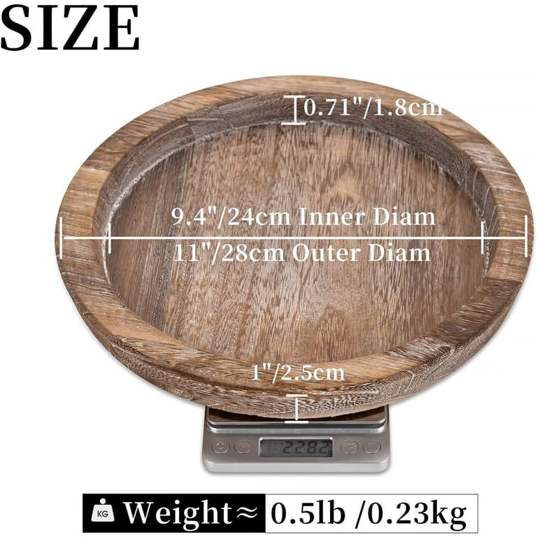 Hanobe Paulownia Wood Candle Tray, Round Distressed photo 3