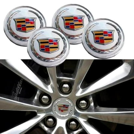 4 X Silver 65mm Wheel Hub Caps Center Cover Sticker. Hubcap Emblems fit for Cadillac
