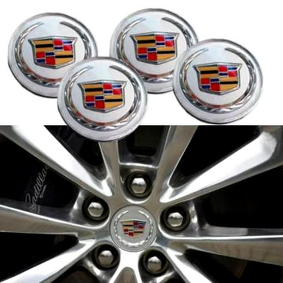 4 X Silver 65mm Wheel Hub Caps Center Cover Sticker. Hubcap Emblems fit for Cadillac