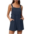 thumbnail image 3 of Women's Solid Color Sleeveless Jumpsuit Romper Mid Rise Relaxed Fit with Functional Pockets Perfect for Casual Outings Summer Vacations or Daily Wear Versatile JASKFLY Dark Blue 2XL, 3 of 8