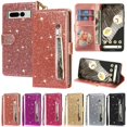 thumbnail image 2 of Zipper flip wallet glitter leather phone case for Google Pixel 9 Pro XL 8A 7A 6A 8pro 7 6pro with card slots cover, 2 of 8