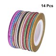 thumbnail image 4 of 14 rollos 2 mm brillante línea de arte de uñas cinta adhesiva para uñas calcomanías de uñas set manicura herramienta de bricolaje para mujer dama (14 colores), 4 of 5