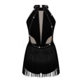 thumbnail image 4 of Haitryli Girls Sequined Tassel Latin Jazz Dance Dress Sleeveless Rhinestone Ballet Leotard Salsa Rumba Costume Black 8, 4 of 7