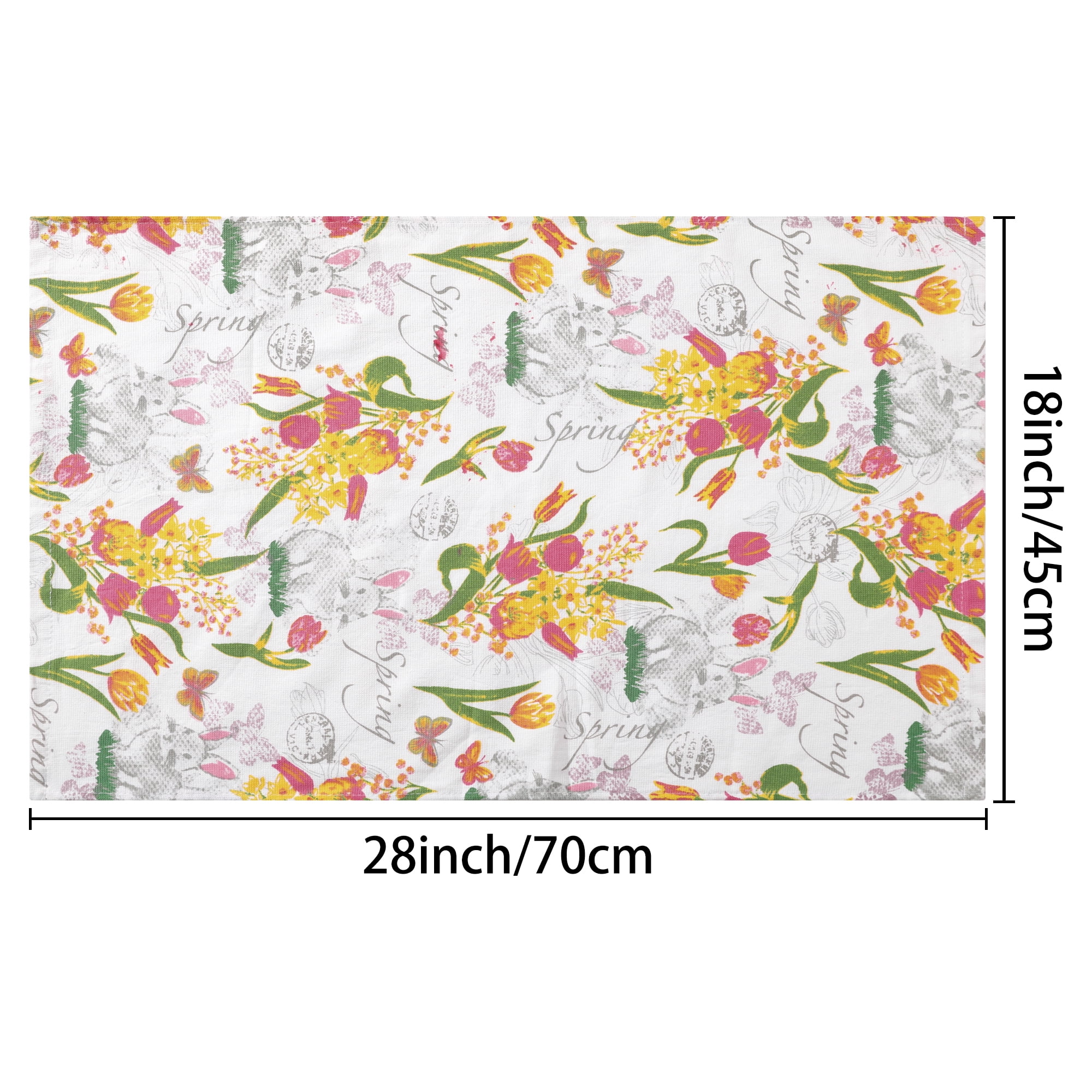 Unique Bargains Cotton Thick Large Animal and Floral Printed Kitchen Towels 18"x28" Yellow Rabbit
